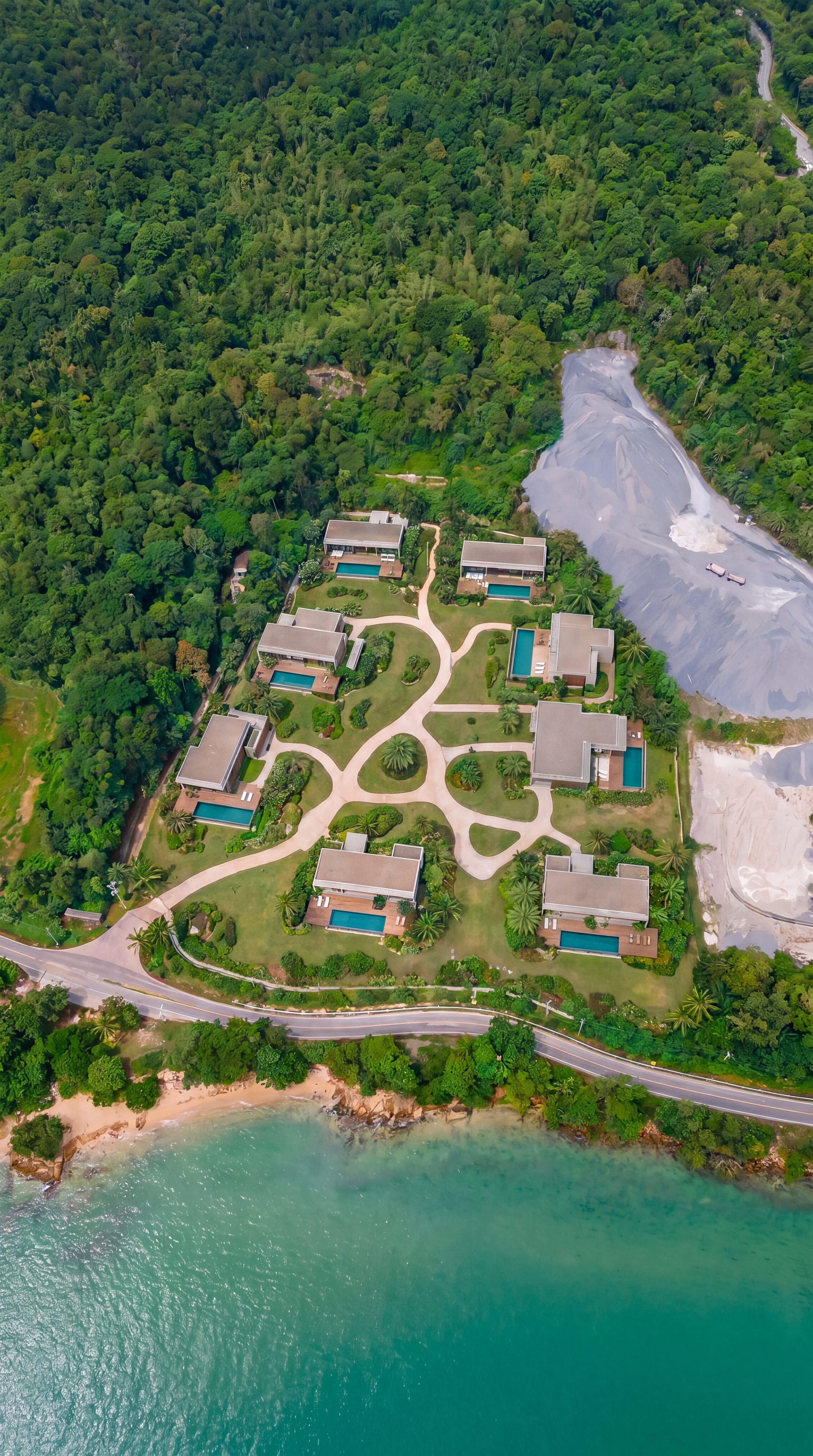 Aerial view of villas